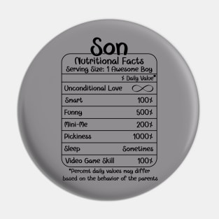 Son Nutritional Facts (for Light Shirts) Pin