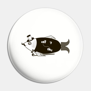 Stylized fish gentleman Pin