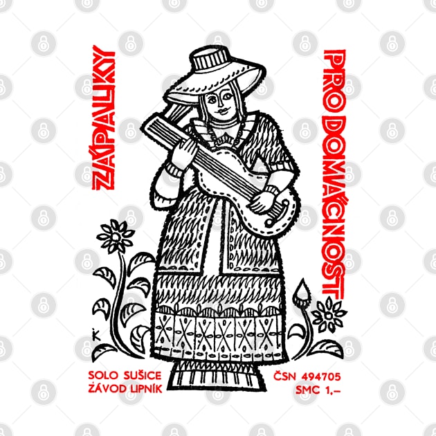 Vintage Czech Matchbook Label Folkart Design by CultOfRomance