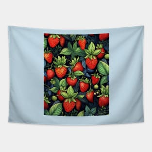 Vibrant Strawberry Fruits and Leaves Pattern Tapestry