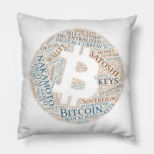 Bitcoin Wordcloud for Lighter Backgrounds Pillow