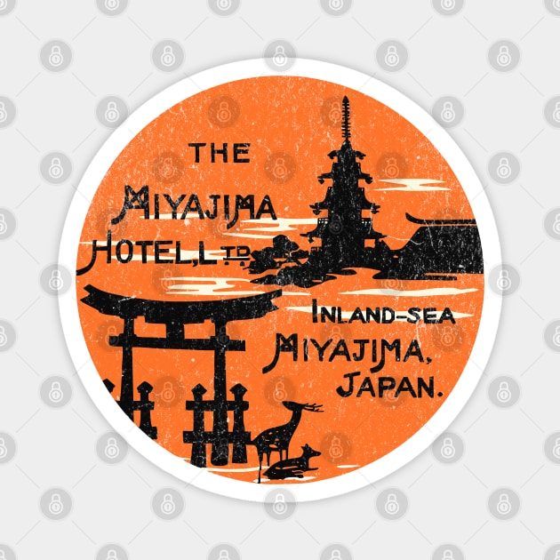 Vintage Travel Sticker Miyajima Hotel Japan Shinto Magnet by Yesteeyear