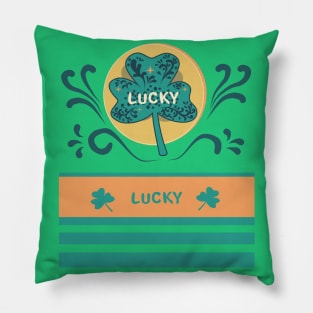 Lucky shamrock on holiday St. Patrick’s day. Lucky money with clover leaf Pillow