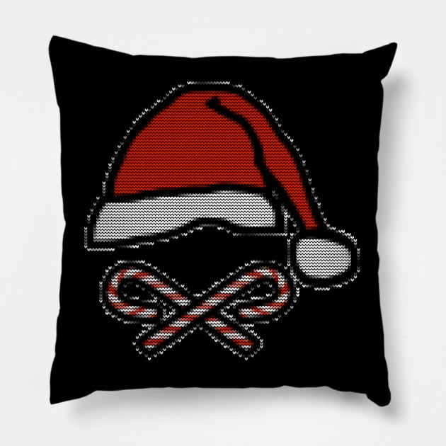 Christmas Knitted Santa Hat Candy Canes Pillow by ellenhenryart