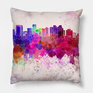 Bellevue skyline in watercolor background Pillow