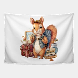 Watercolor Adventure Squirrel #5 Tapestry