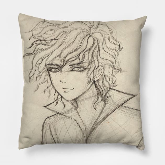 Sketch of a curly hair boy Pillow by alien3287