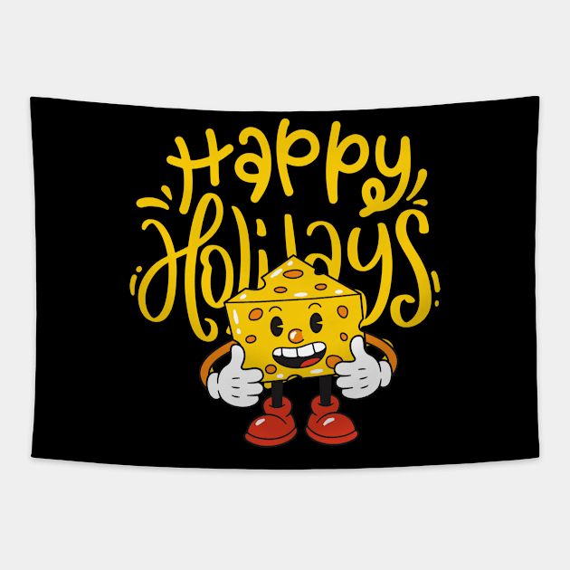 Happy Holidays with Cheese Christmas Cheeseburger Tapestry by Nutrignz