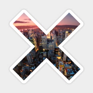 New York Cityscape • Letter X Background Cross Shaped Window Aperture. Magnet