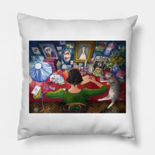 Amelie writing postcards Pillow