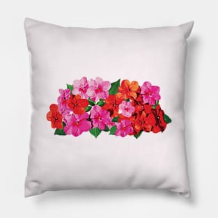 Pink and Red Impatiens Pillow