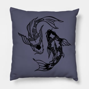 Yin Yang Koi Carp Fish Illustration Tattoo Style Pillow