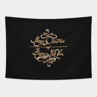 Merry Christmas and Happy New Year Emblem Tapestry