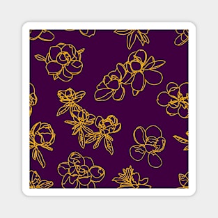 Magnolia Sketch Repeat Gold on Dark Purple 5748 Magnet