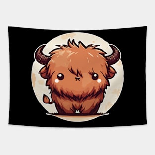 Kawaii Scottish Hairy Highland Cow Tapestry