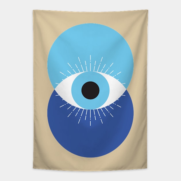 Evil Eye Mid Century Modern 70s Style Tapestry by Inogitna Designs