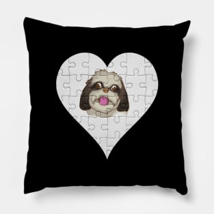 Shih Tzu Heart Jigsaw Pieces Design - Gift for Shih Tzu Lovers Pillow