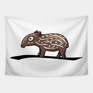 Sweet Cute Cartoon Striped Baby Tapir Tapestry