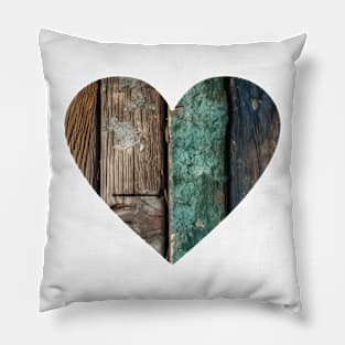 Distressed Wood Heart Pillow