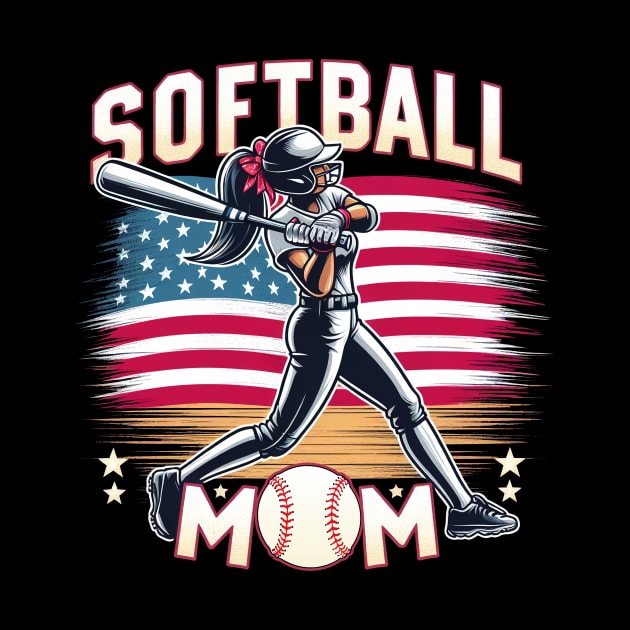 US Flag Softball Player Mom, mother's day by cyryley