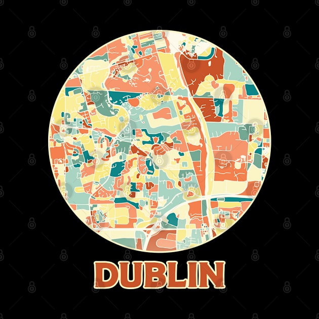 Dublin Ohio map in mozaique colors by SerenityByAlex