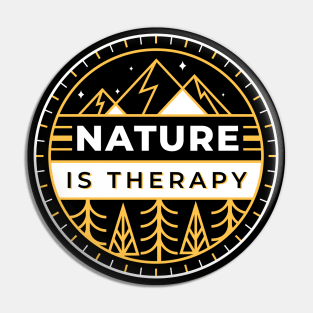 Nature Is Therapy Forest Mountain Logo Pin