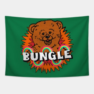 Retro _80s TV Rainbow Bear Bungle Tapestry