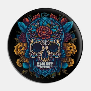 Mesmerizing Colorful Sugar Skull Art Pin