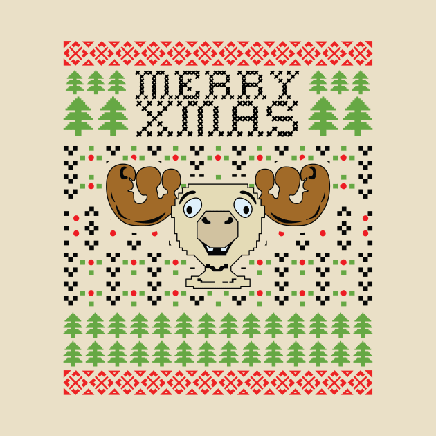 Funny Ugly Merry Xmas Reindeer by ThyShirtProject - Affiliate