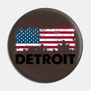 American Flag with Detroit Image Pin