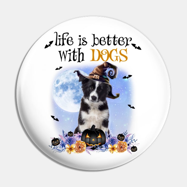 Border Collie Witch Hat Life Is Better With Dogs Halloween Pin by Marcelo Nimtz