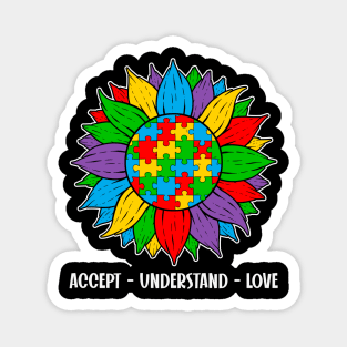 ACCEPT UNDERSTAND LOVE Autism Awareness Gift for Birthday, Mother's Day, Thanksgiving, Christmas Magnet