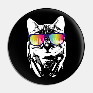 Music Cat Shirt Cool Kitten Headphones Sunglasses Pin