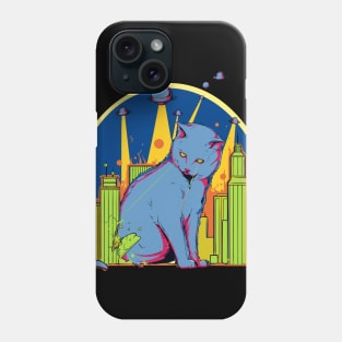 Giant Laser Cat From Space Attacks City Phone Case