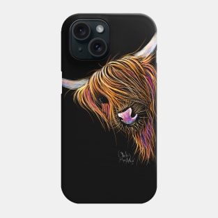 Scottish Hairy Highland Cow ' NooDLeS ' by SHiRLeY MacARTHuR Phone Case