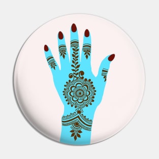 Brown Henna on Fantasy Blue Hand Pin
