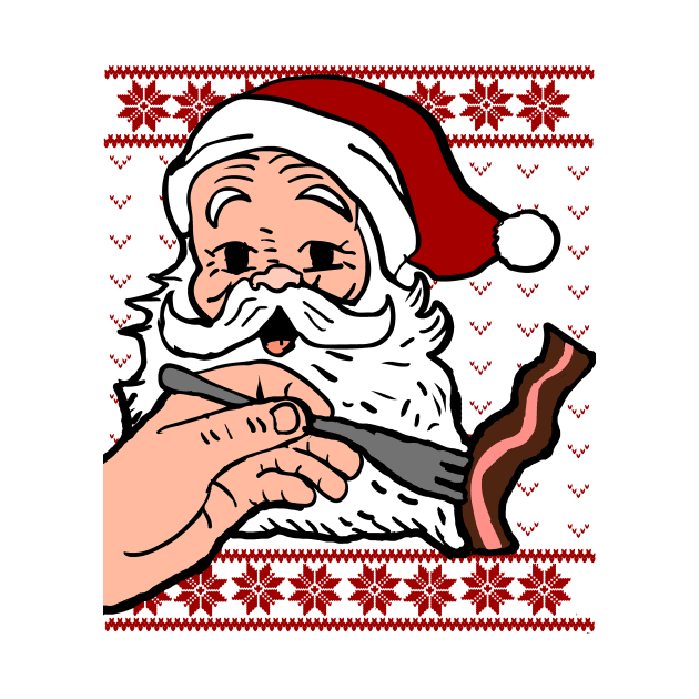 Santa Eating Bacon Ugly Christmas Sweater by Eric03091978