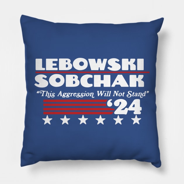 Vote Lebowski Sobchak 2024 Funny The Dude Political Campaign Pillow by GIANTSTEPDESIGN