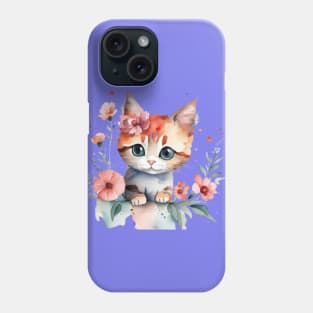 cute floral kitten Phone Case