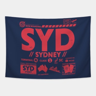 Vintage Sydney SYD Airport Code Travel Day Retro Travel Tag Australia Tapestry