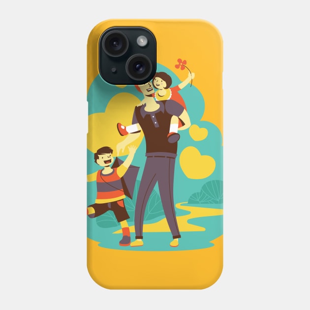 A father and his sons, son and daughter Phone Case by Spring Moon