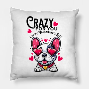 French Bulldog in Love Print art illustration Puppy Valentines gifts Pillow