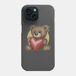 Teddy bear holding a heart shape Phone Case