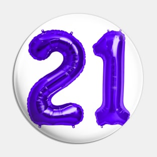 Purple 21st Birthday Metallic Helium Balloons Numbers Pin