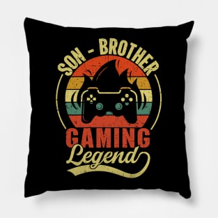 Son Brother Gaming Legend Gamer Gifts For Teen Boys Gaming Vintage Pillow