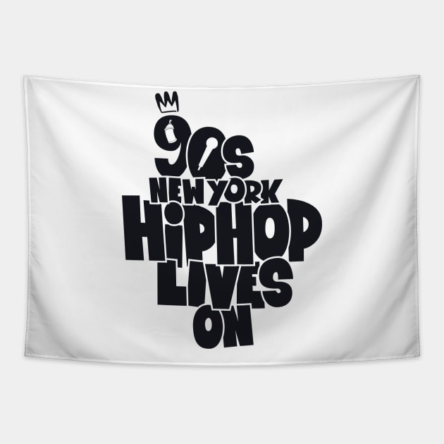 Throwback to the Golden Age of Hip Hop's Iconic '90s Era in New York Tapestry by Boogosh