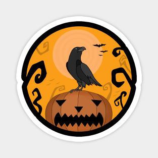 Halloween Pumpkin Crow Magnet