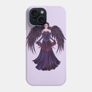 Gothic angel with roses fantasy art by Renee Lavoie Phone Case