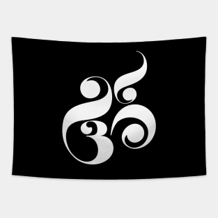 Kawaii OM, AUM, Zen, Yoga Meditation Sanskrit Symbol Tapestry