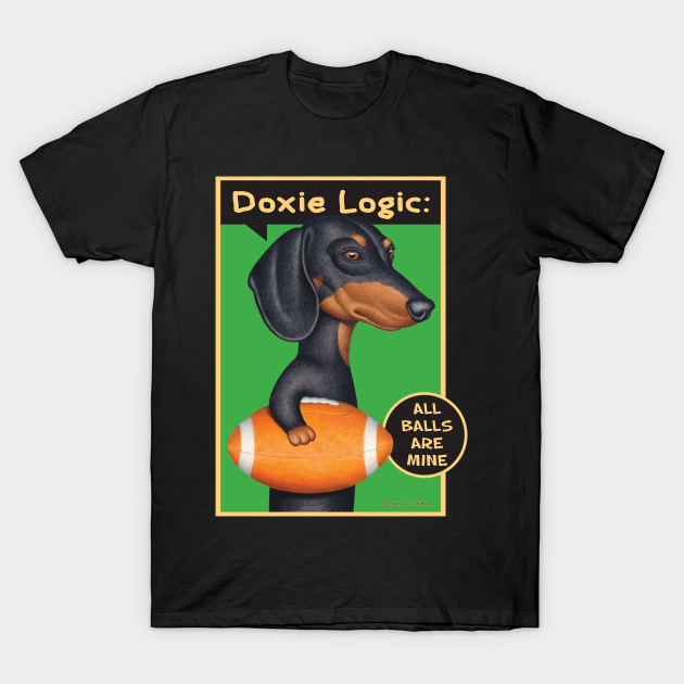 Discover Black Dachshund Holding Football - Dachshund - T-Shirt